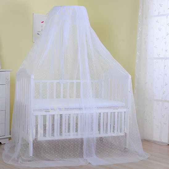 Ciel de lit bébé- blanc transparent 