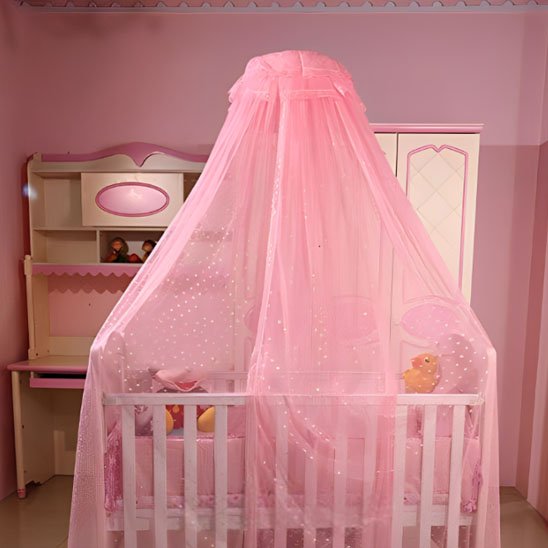 Ciel de lit bébé -rose saumon 
