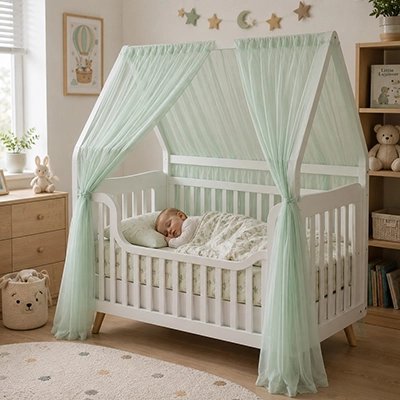 Ciel de lit enfant avec un bébé à l'intérieur
