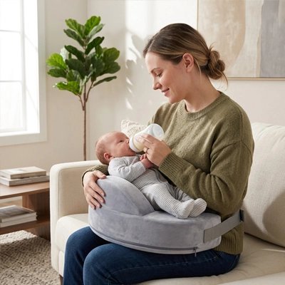 Coussin d'allaitement avec un bébé qui regarde sa mère