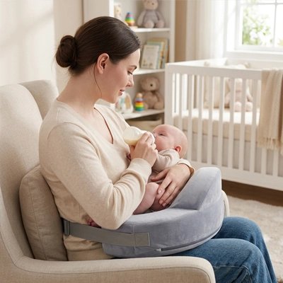 Coussin d'allaitement avec un maman qui allaite son bébé avec joie