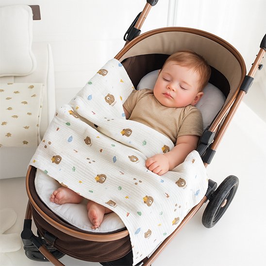 Couverture bébé_ couvre un bébé qui est au berceau.