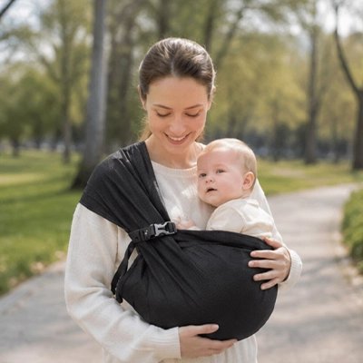 Echarpe de portage avec un bébé confortable 
