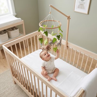 Mobile pour bébé- feuillages tropicaux stimulent l'éveil visuel