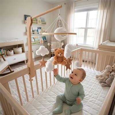 Mobile pour bébé- formes variées pour stimuler visuellement l'enfant