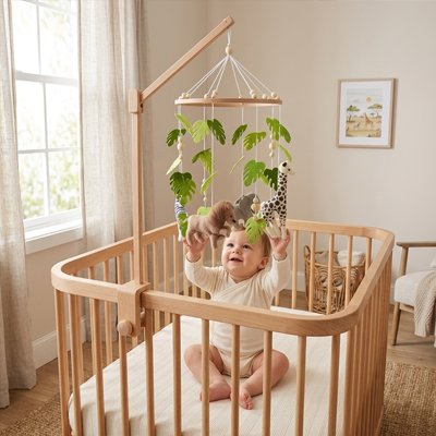 Mobile pour bébé- Matériaux naturels et doux