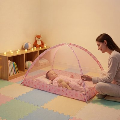Moustiquaire lit bébé _confortable dans son lit.