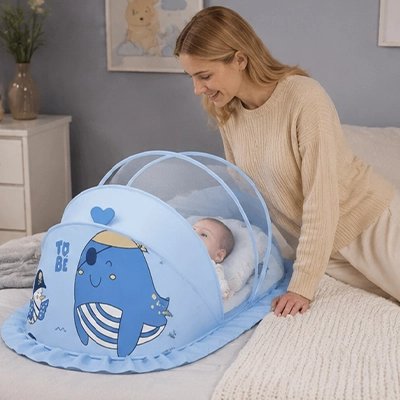 Moustiquaire lit bébé- forme arrondie rigide avec arceau intégré qui se déploie sans installation