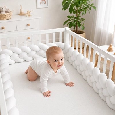 Tour de lit tressé -bébé marche en 4 pattes