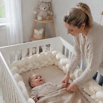Tour de lit tresse confortable pour bébé