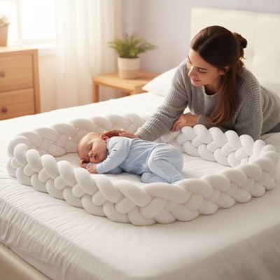 Tresse de lit avec un maman contente
