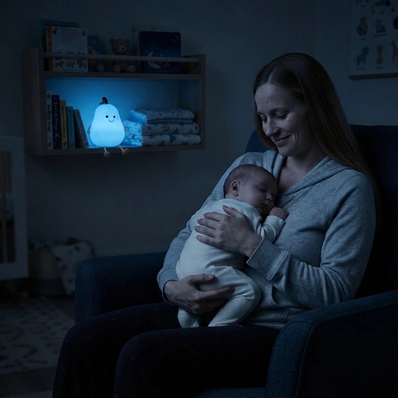 Veilleuse bébé avec bébé qui dort sur sa maman.