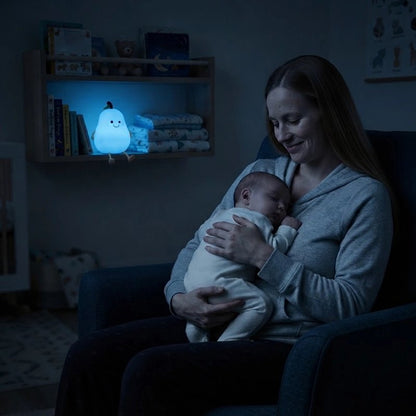 Veilleuse bébé avec bébé qui dort sur sa maman.