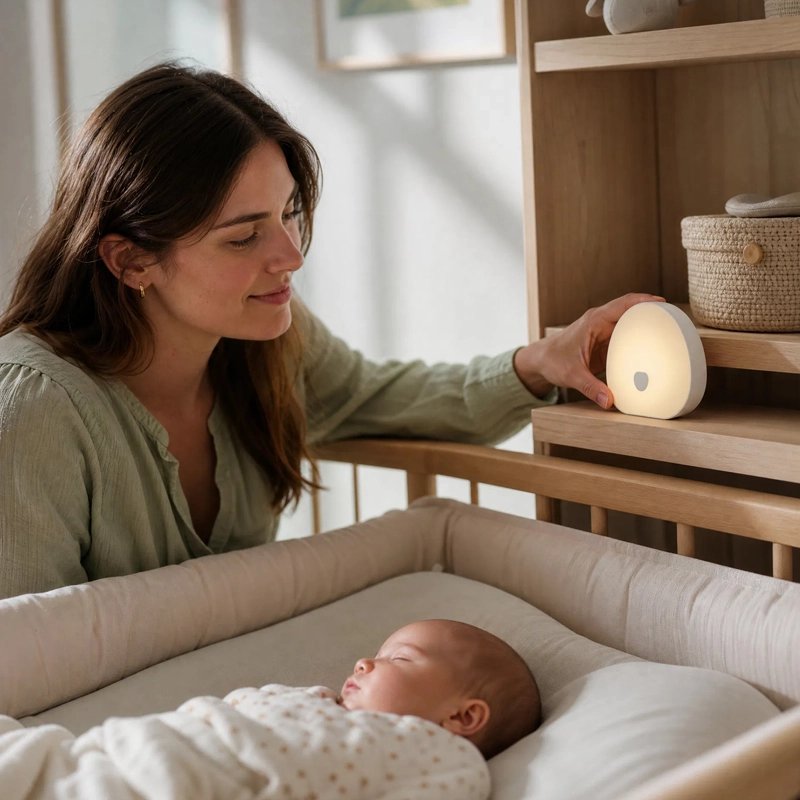 Veilleuse bruit blanc avec un bébé qui dort.